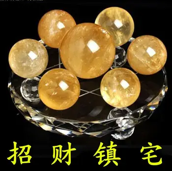 

Light yellow crystal seven array crystal ball ornaments Zhaocai Wang Yun home safe
