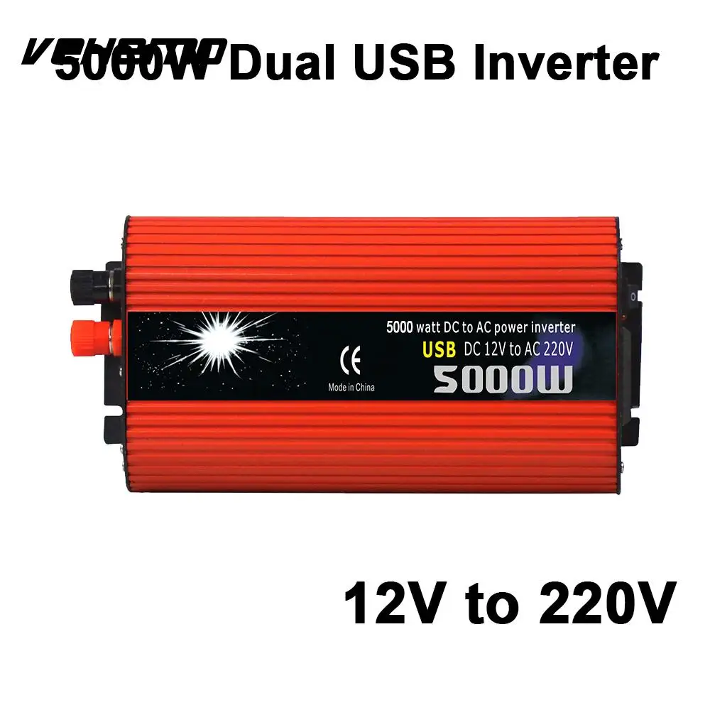 

Car Inverter 5000W Peak DC12V to AC220V Power Inverter Car Converter 2 USB Port Adapter Vehicle Auto High Performance Pure Sine