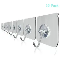 10 упаковок самоклеющиеся крючки бесшовные крючки без царапин сверхпрочные прозрачные крючки для кухни ванной двери потолочная подвеска