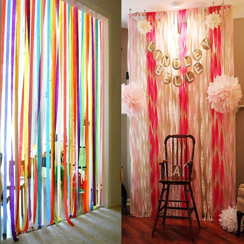 

5*1000cm DIY Fashion 1 Roll Crepe Paper Streamer Roll Wedding Birthday Party Supplies Venue Decorations