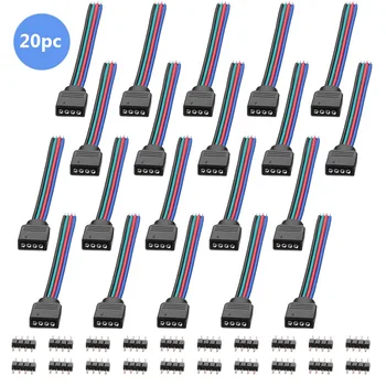 

Hot 20 Pcs/ Set 4 Pin RGB Connectors Wire Cable For 3528 5050 SMD LED Strip Lights BX