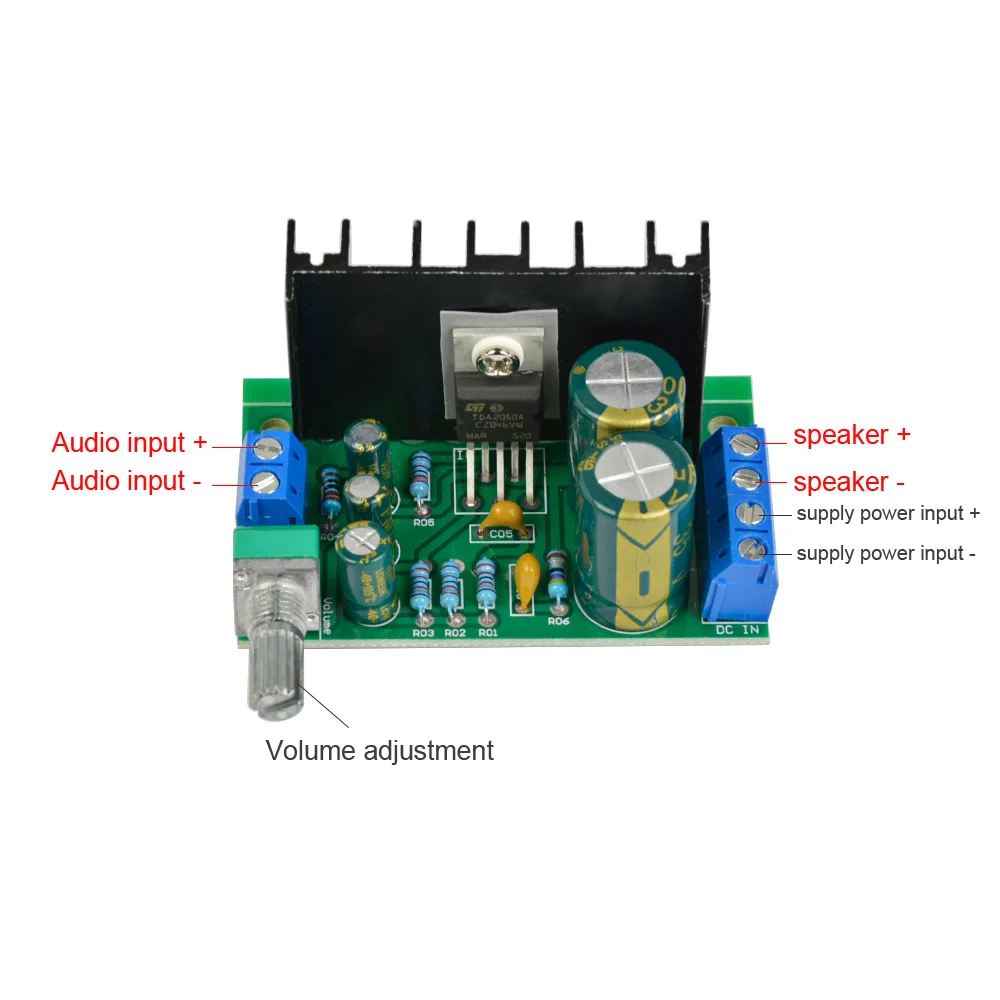TDA2050 DC 12V-24V 10W-30W Mono Audio Power Amplifier Module 1-Channel Class AB
