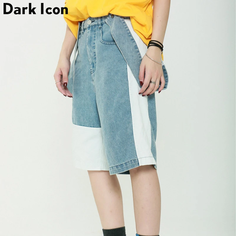 

Dark Icon Color Contrast Women Overall Shorts Denim Shorts Women 2019 Summer Shorts for Men