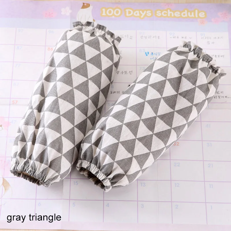 1 Pair Cotton Linen Office Antifouling Sleeve Home Cleaning Supplies Kitchen Cuff Sleeves Cooking Working Tools Long Sleeve - Цвет: gray triangle