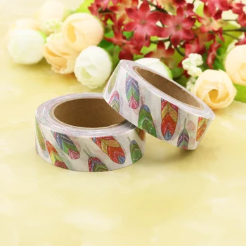 

2017 NEW 15mm*10m Colorful Feather Decorative Washi Tape DIY Scrapbooking Masking Tape School Office Supply Escolar Papelaria
