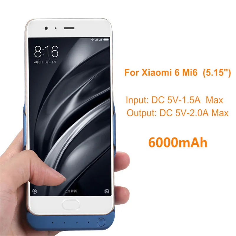  XLOT 6000mAh Battery Case for Xiaomi mi 6 External Portable Battery Backup Pack Charging Cover Powe