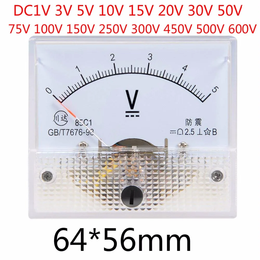 85C1 DC 0-30V 5V 10V 15V 20V 50V 75V 100V 150V 250V 300V 450V 500V 2.5% V Аналоговый индикатор напряжения Панель вольтметр 85C1 погрешность