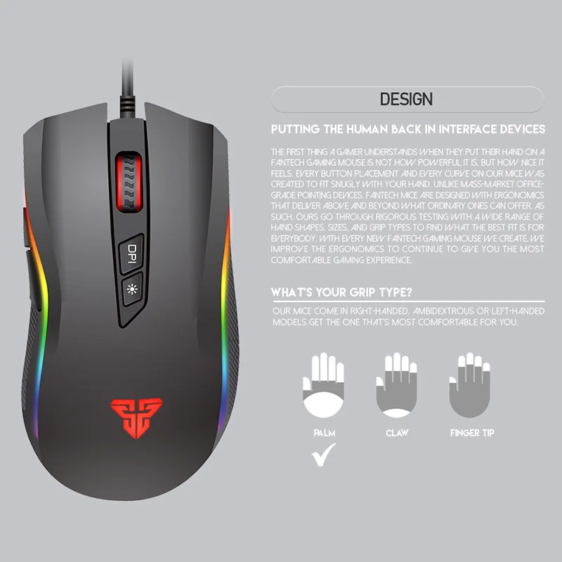 

New Gaming Mouse Mice 4800dpi USB Wire RGB Programmable 7 Button Ergonomic For Computer EM88