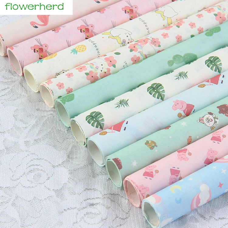 

10Pcs 77.8*53cm Cartoon Craft Paper Flower Bouquet Packaging Paper Florist Supplies Kids Gift Wrapping Paper Handmade Supply