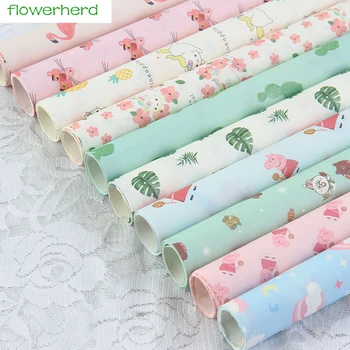 

10Pcs 77.8*53cm Cartoon Craft Paper Flower Bouquet Packaging Paper Florist Supplies Kids Gift Wrapping Paper Handmade Supply