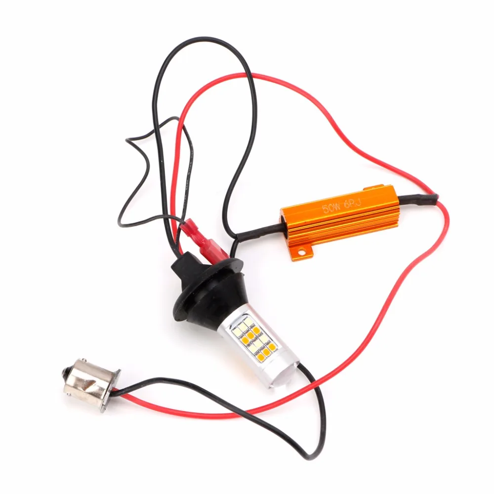 

YAM New Hot 2 Pcs Dual-Color BAU15S 2835 42LED 50W Switchback LED DRL Turn Signal Lamp Light Kit 10166