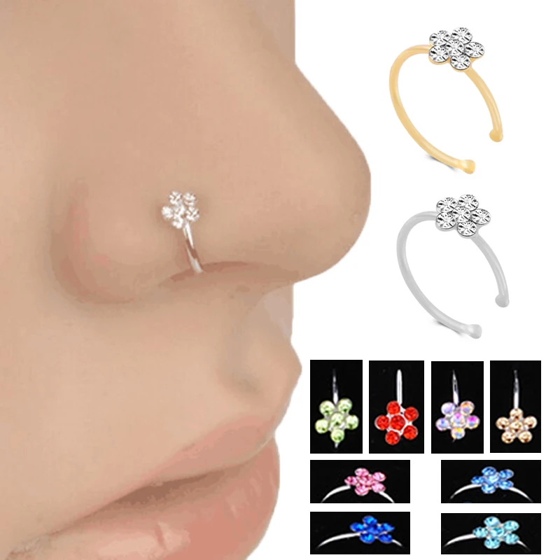 

Women Fashion Jewelry Ring Crystal Flowers personality Nosering Body Jewelry