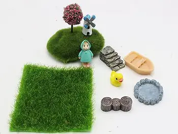 

10 Pcs Assorted Fairy Garden Dollhouse Fake Moss Tree Figurine for Miniature DIY