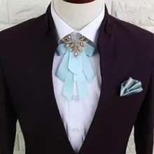 Бренд британский жених Свадебный деловой костюм с воротником рубашка широкий галстук Мужская бабочка ручной работы галстук-бабочка тесьма со стразами галстук-бабочка