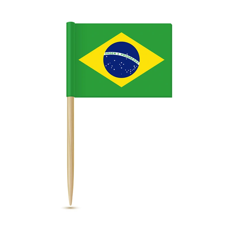 50 шт. национальные флаги выбирает разные страны искусство зубочистки палочки для вечеринок Кекс/Торт/пирог/фрукты/мороженое Топпер украшения - Цвет: Brazil 50pcs