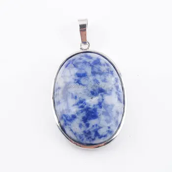 

RONGZUAN 1Pcs Natural Sodalite Stone Pendant Oval Bead Reiki Healing Pendulum Pendants for Necklace Making Jewelry TN3683