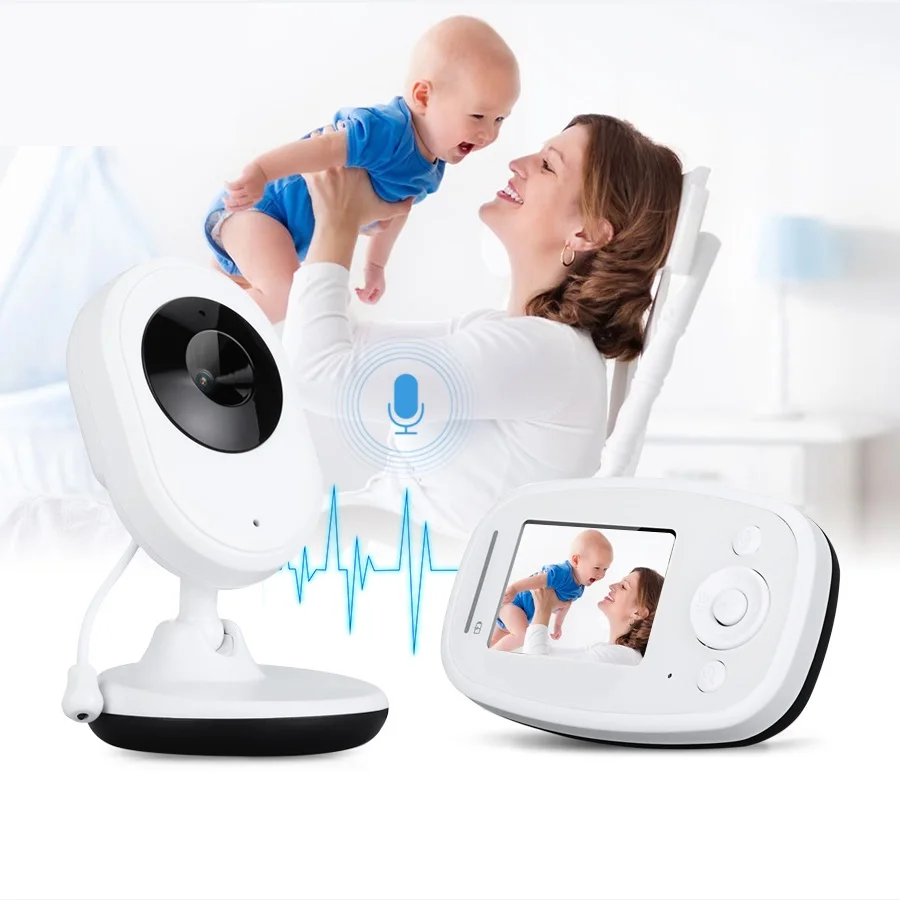 

babykam radio nanny video baby monitor 2.4 inch LCD IR Night Light vision Intercom Lullabies Temperature Sensor baby video nanny