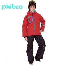 Phibee/Зимний лыжный костюм для мальчиков; теплая водонепроницаемая ветрозащитная одежда для сноуборда; зимняя куртка; детская одежда; одежда для детей