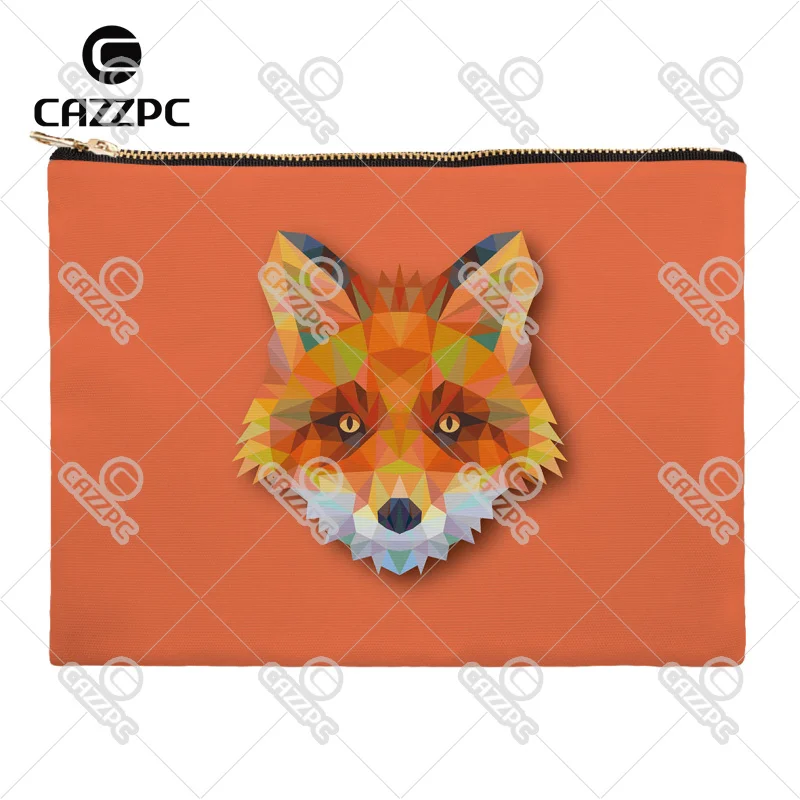 

Geometric Diamond Fox Koala Owl Bear Bunny Wolf Canvas Pattern Print Cosmetic Bag Makeup Pouch Wristlet Hand Bag