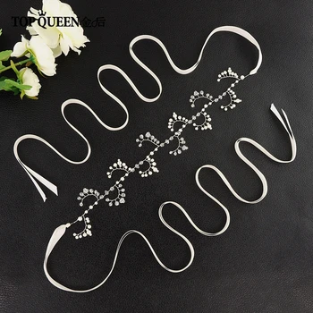 

TOPQUEEN SH94 Thin Belts for Night Dress Vine Belts with Pearls Wedding Sash Belt for The Bride Wedding Accessories