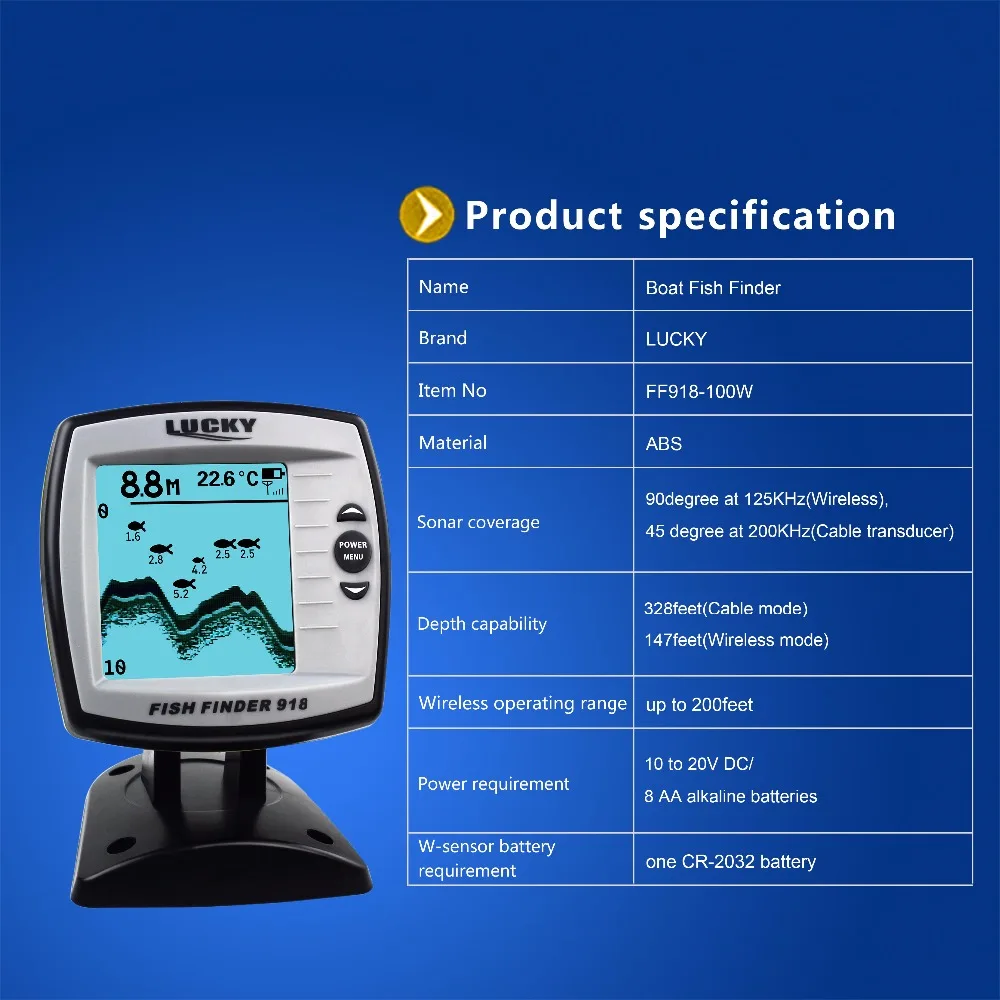 LUCKY Fish Finder проводной/беспроводной 2 в 1 эхолот глубинный зонд Датчик детектор