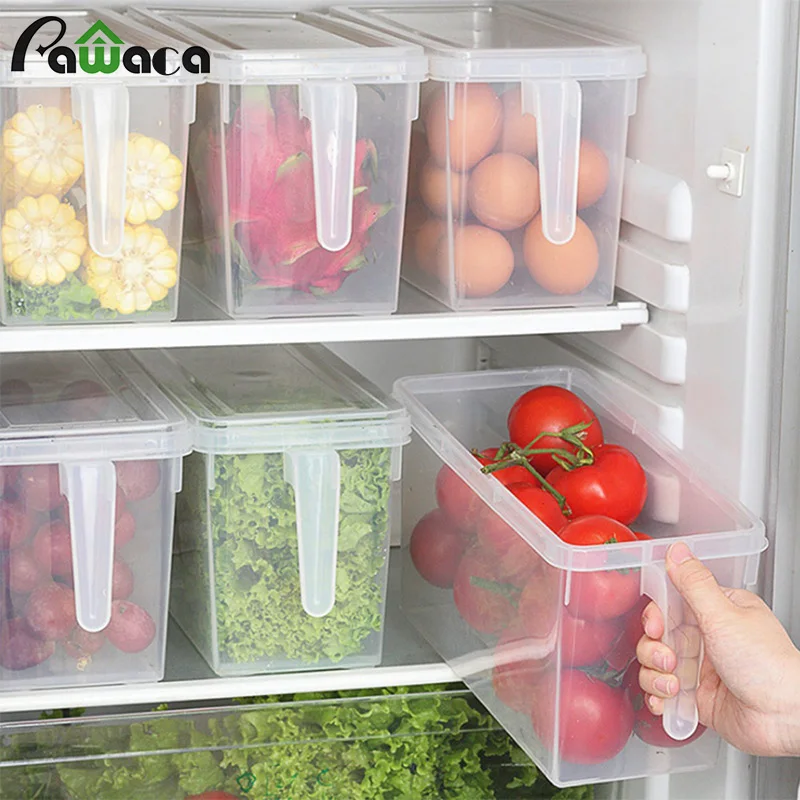 Большой емкости кухня прозрачный PP хранения холодильник коробки штабелируемые контейнеры для хранения продуктов с крышкой Органайзер для фруктов чехол
