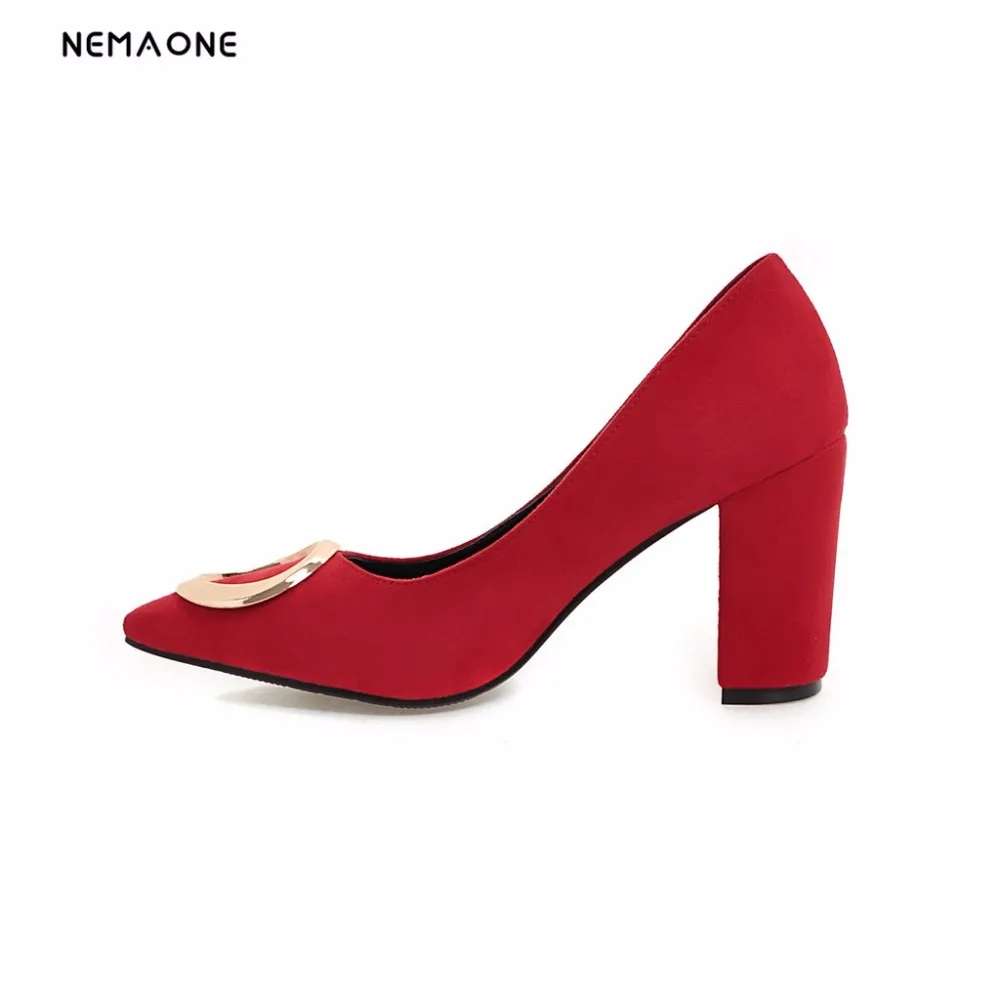 

NEMAONE New Women Shoes thick High Heels shoes Platform poined Toe Satin Party Bridal Wedding women Pumps