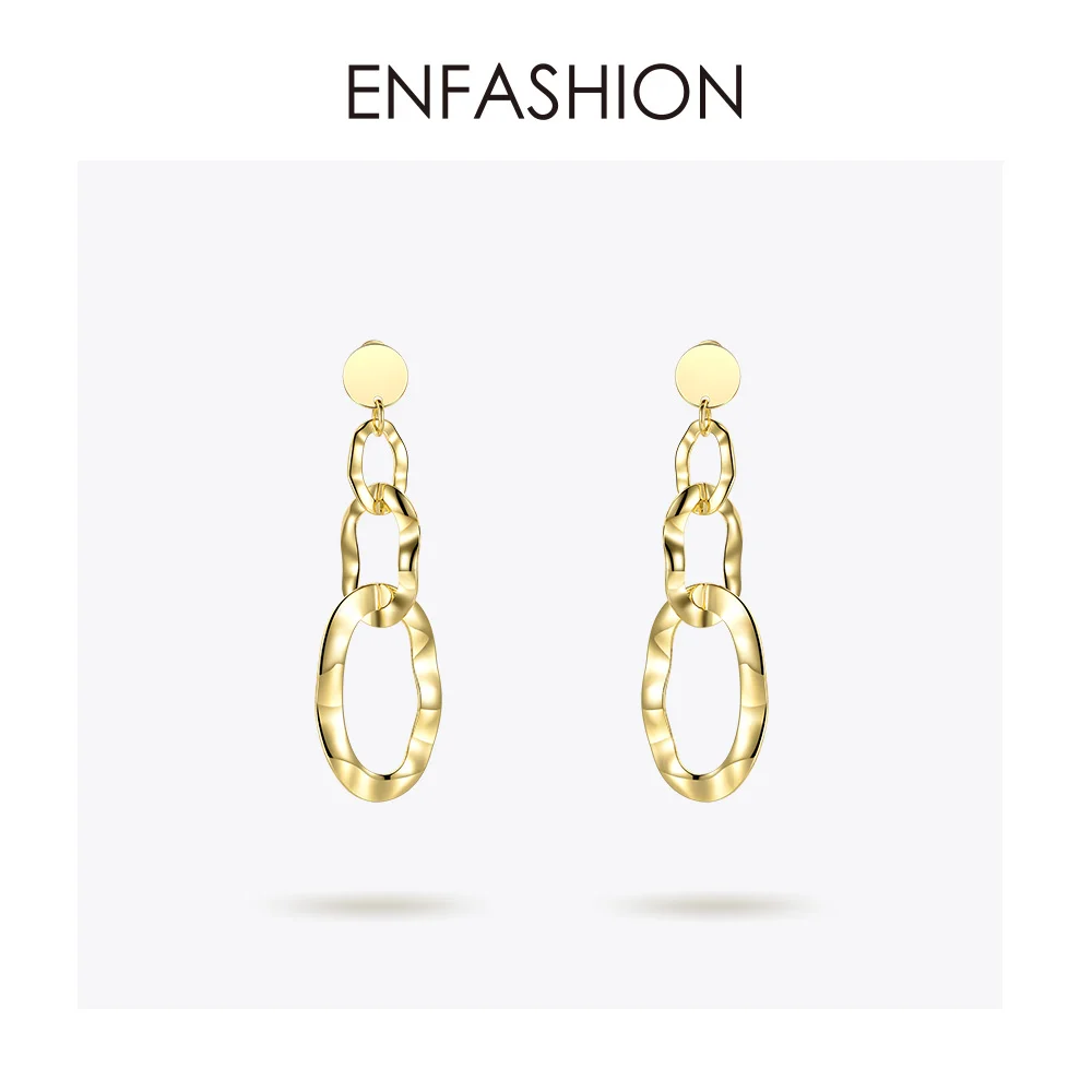 

Enfashion Circle Interlock Earrings For Women Statement Long Round Earings Fashion Jewelry Boucle D'oreille Femme 2019 EM191004