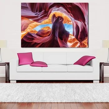 

JQHYART Large Size Color Antelope Canyon Oil Painting Moder Home Decor Picture Wall Pictures For Living Room No Frame