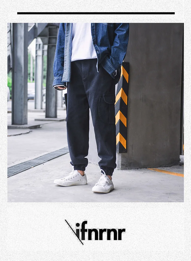 Мужской Япония Стиль свободные шаровары уличной хип-хоп бегунов Штаны Для мужчин высокого уличный стиль Повседневное Cargo Pant
