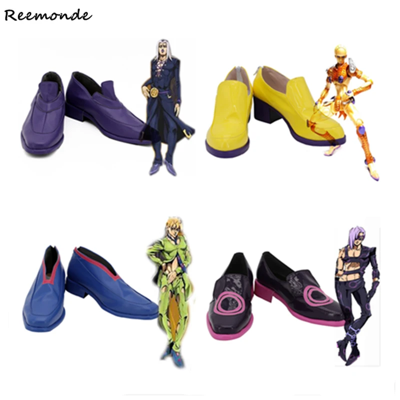 Jojo Bizarre Adventure Rohan Kishibe Cosplay Shoes Jojo Shoes Leone Abbacchio Fugo Leather Shoes Party Man Boys Customized Size Anime Costumes Aliexpress