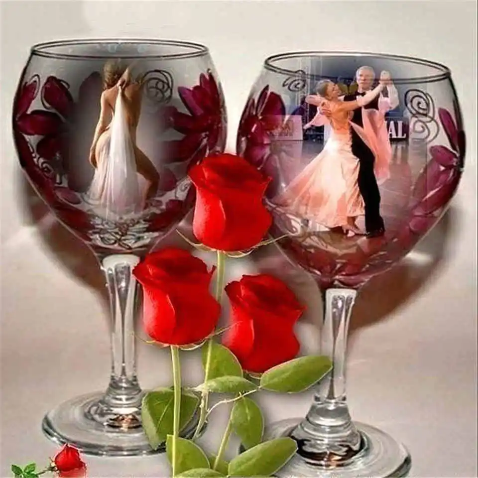 HUACAN 5D DIY Алмазная краска полный квадратный винный бокал розы из бриллиантовой вышивки Алмазная Цветочная мозаика наборы ручной работы подарок - Цвет: F5704
