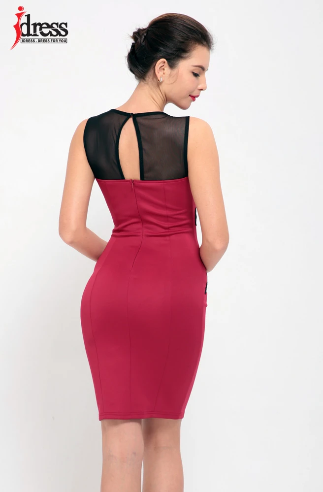 IDress Sexy Women Floral Lace Patchwork Dress O Neck Hollowed Elegant Bodycon Bandage Runway Fashion Summer Party Dresses 2017 (1)