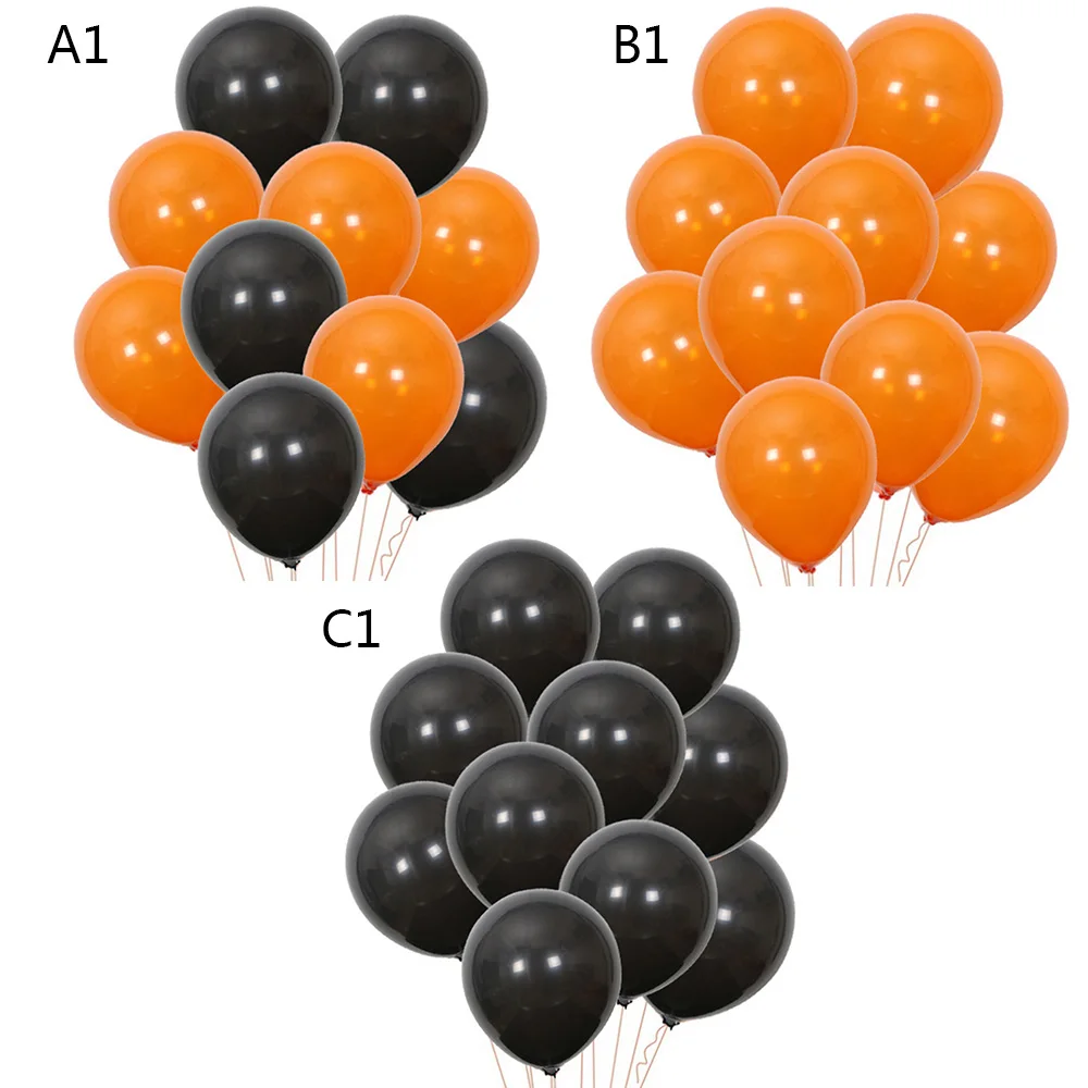 10 шт. воздушный шар на Хэллоуин Комбо 10 дюймов уступает гладкие толстые декоративные шары оранжевый и черный балоны