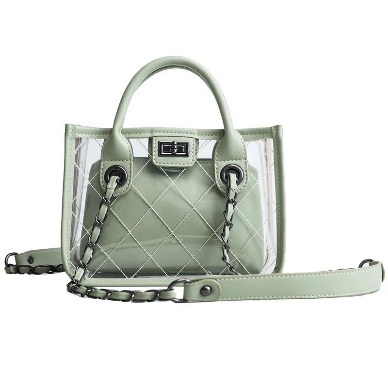 

New Transparent High Pu Leather Lady Satchel Handbag Tote Messenger Shoulder Bag Women Bags for Women 2019