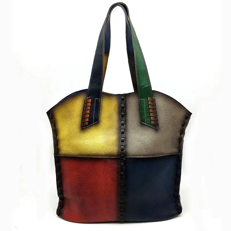 

Random Color Vintage Genuine Leather Handbags Women Large Totes Female Bolsa Feminina Shoulder Bags Lady