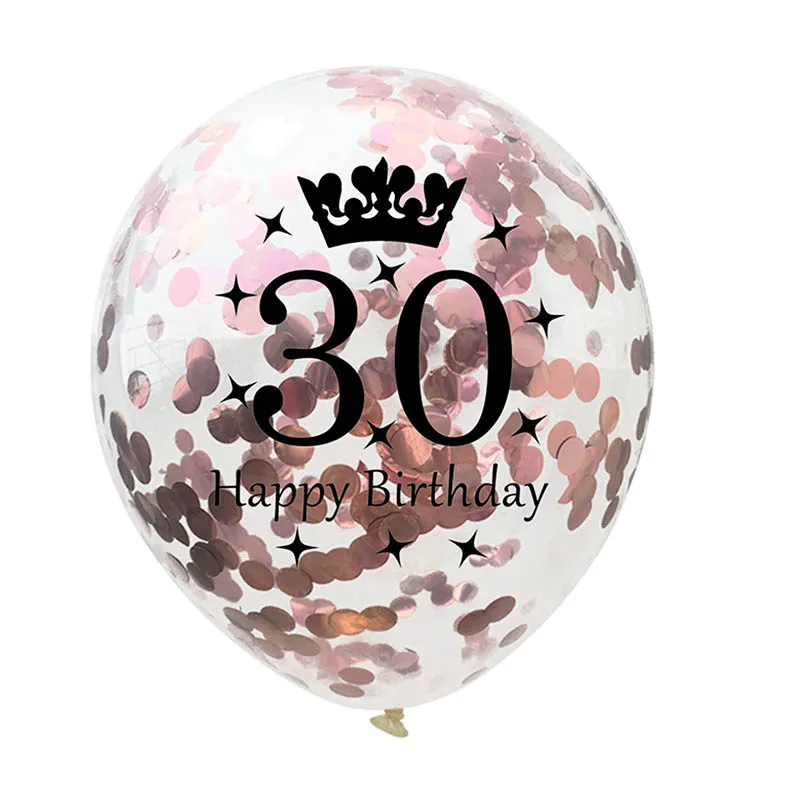 5 шт. надувные воздушные шары конфетти 12 дюймов латексные прозрачные воздушные шары на день рождения 18 30 40 50 юбилей Свадебные украшения вечерние сувениры