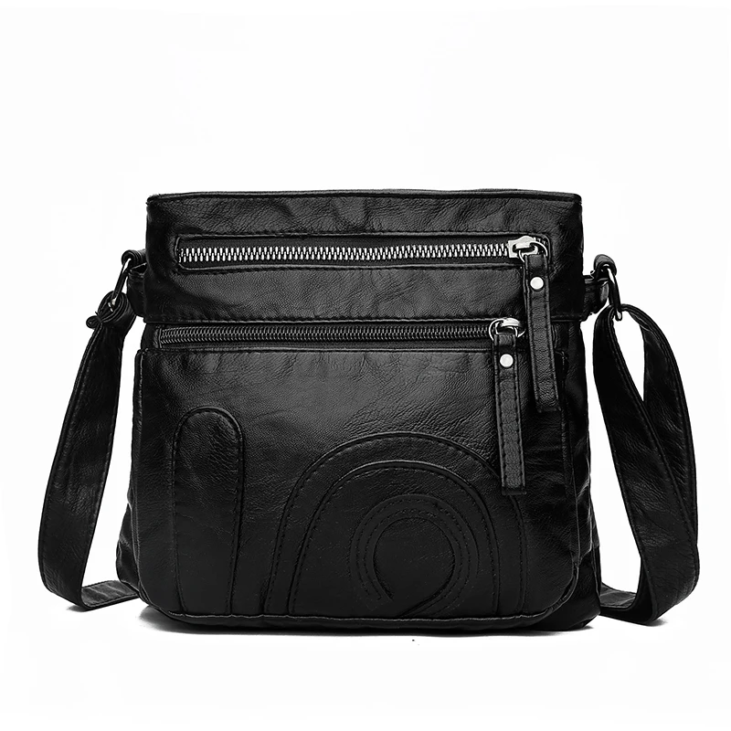 Annmouler أزياء النساء Crossbody حقيبة لينة غسلها محفظة جلدية حقيبة يد حقيبة كتف جلدية pu صغير أسود حقيبة ساعي
