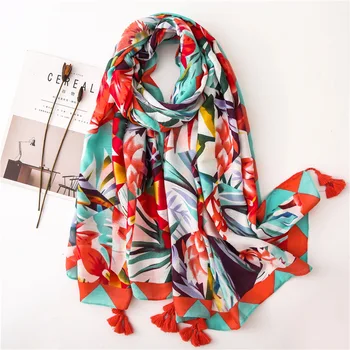 

Ladies Fashion Laser Cut Floral Tassel Viscose Shawl Scarf Women High Quality Wrap Pashminas Stole Bufandas Muslim Hijab Snood