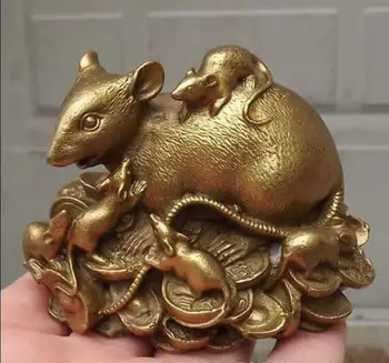 

Chinese copper Statue Figurine Rat Mouse 3.3"L