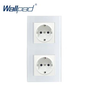 

Vertical Wallpad Crystal Glass Panel 16A EU 110V-240V Double EU Socket in Vertical 172*86mm Size