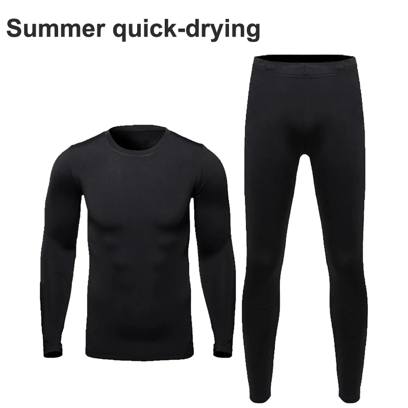 Thermal Men Fleece Quick Drying Long Johns Underwear Set Tops Outdoor Sport Thin