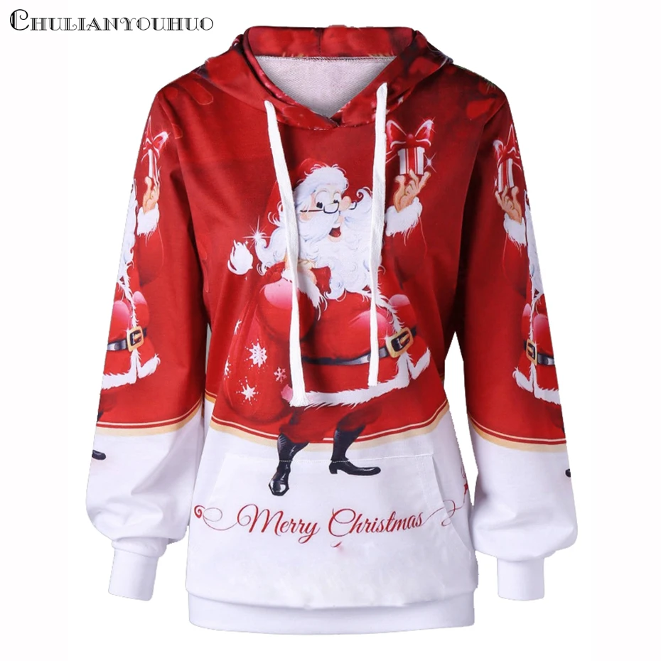 Christmas Clothing Hoodie Sweatshirt 2019 New Year Dress Women Print Santa Cute Funny Autumn Winter Clothes Womans Pullover (2)