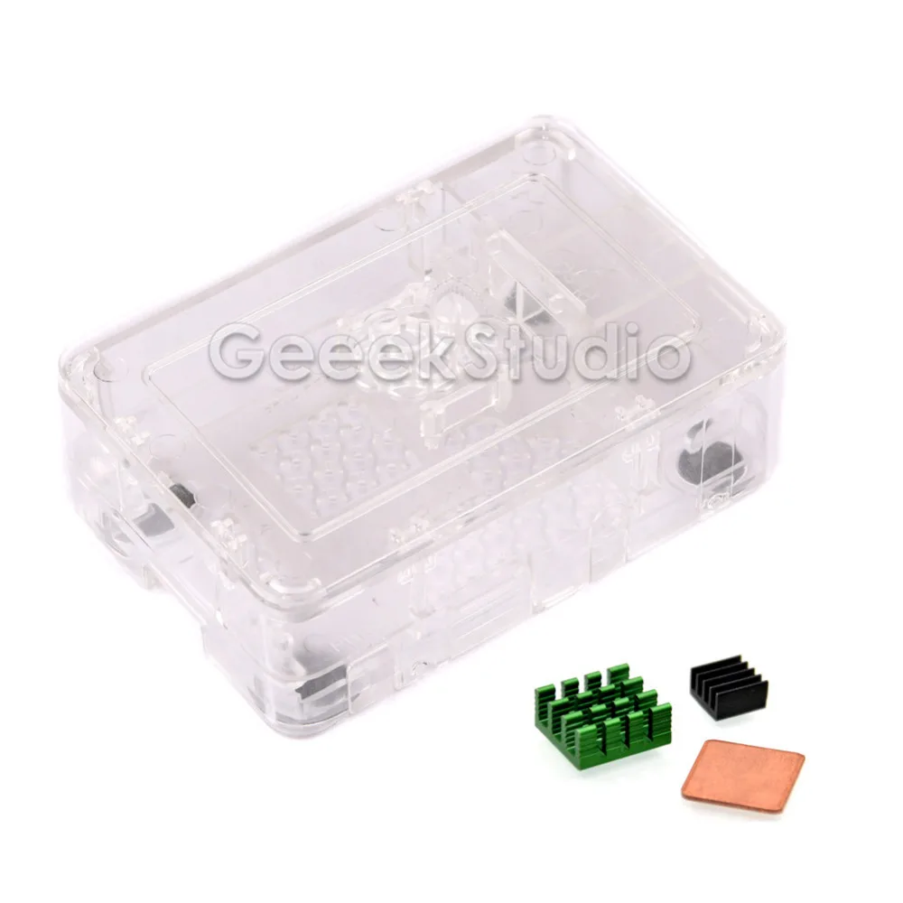 ABS черный/прозрачный чехол Корпус коробка с радиаторами для Raspberry Pi 3B/2B, не для Raspberry Pi 3B - Цвет: Transparent