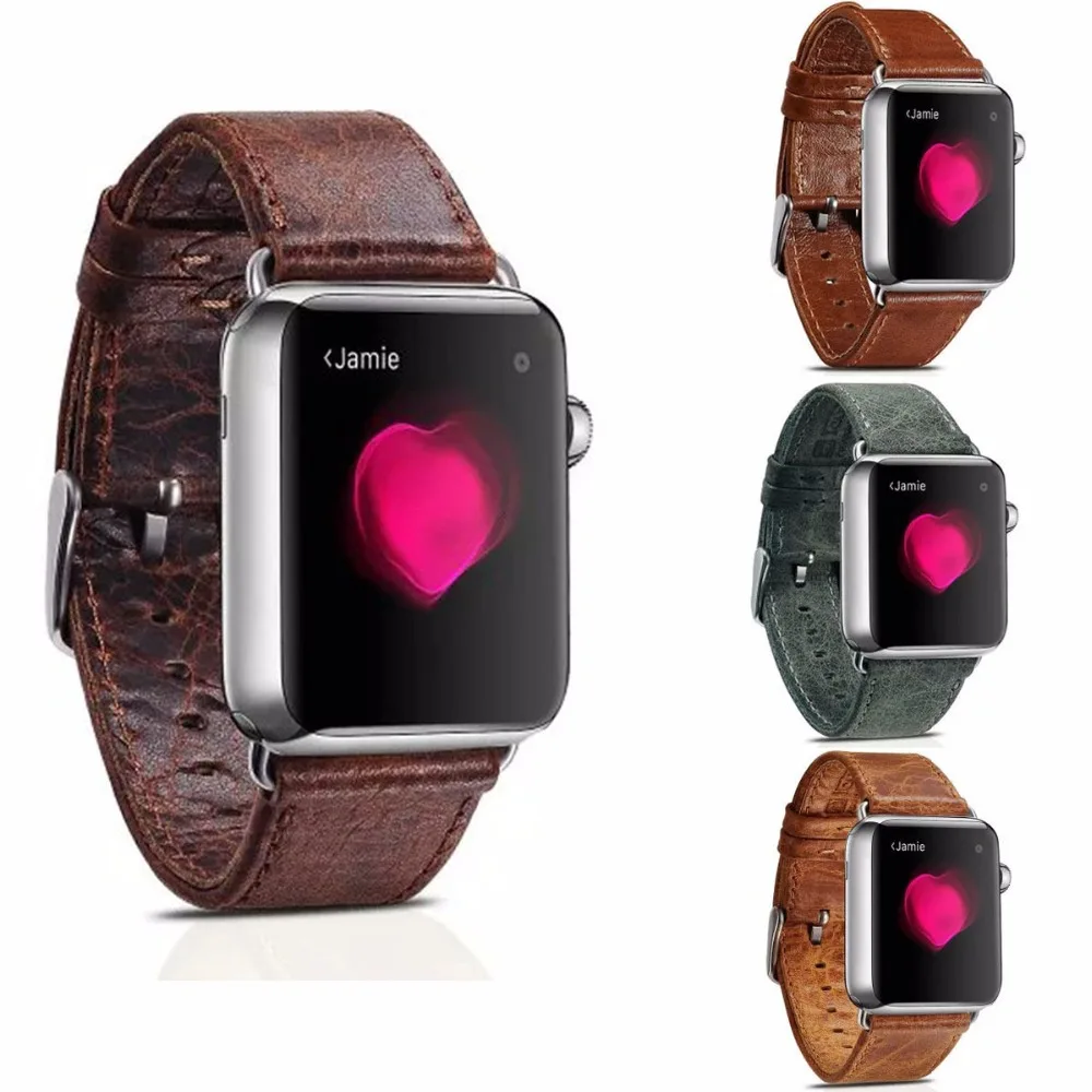 Ретро Пояса из натуральной кожи часы ремешок для Apple Watch Series 2 и iwatch Винтаж