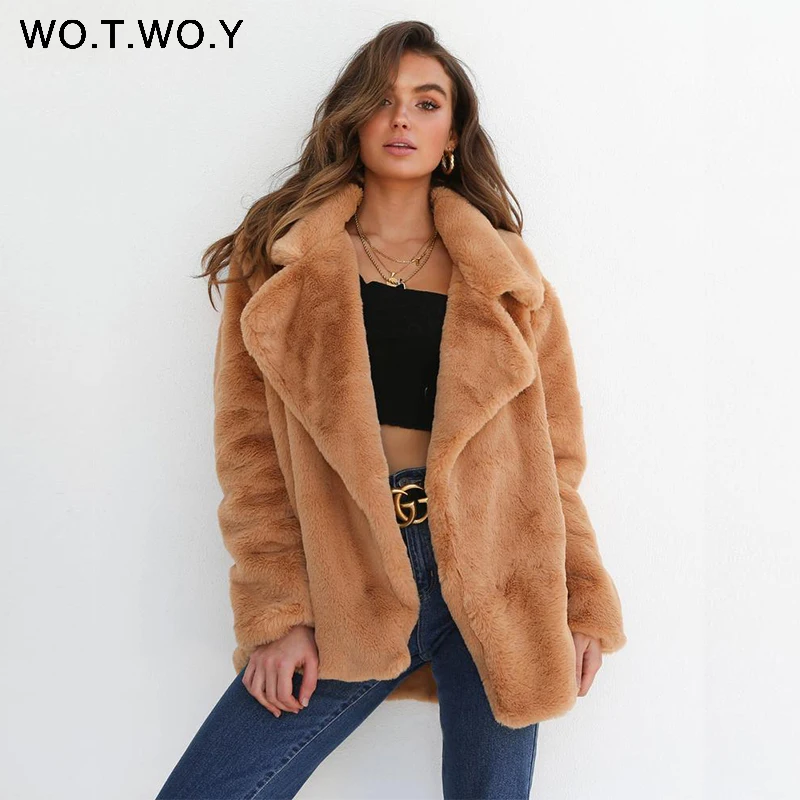 High Quality Faux Fur Coat Women Thicken Warm Autumn Winter Jackets Women Plush Teddy Coat Female Streetwear Outerwear