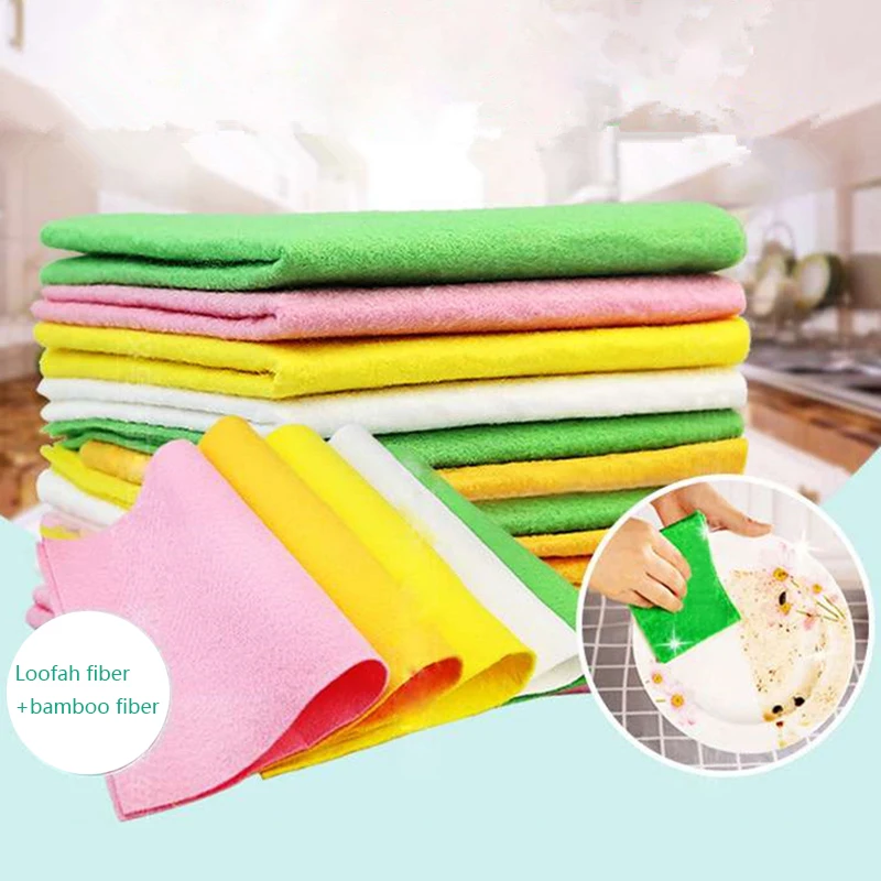 

10pcs/pack Washing Cloths Dishcloths Rags Towel Bamboo Fiber House cleaning cloths Bamboo napkins microfiber cleaner gadgets
