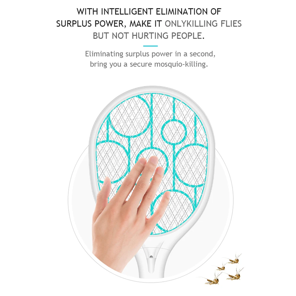 

3 Layers Net Bug USB Rechargeable Leak Resistance Home Garden Electric Swatter Electric Fly Swatter Wasp Zapper Insect ABS Safe