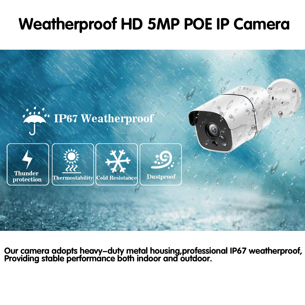 H.265 4CH 8Ch 16CH 5MP POE NVR CCTV камера системы 5MP POE ip-камера 2560*1944 Открытый водонепроницаемый комплект видеонаблюдения