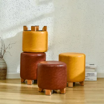 

Solid wood leather stool sofa stool personality stool fashion dressing stool creative shoes bench shoes bench